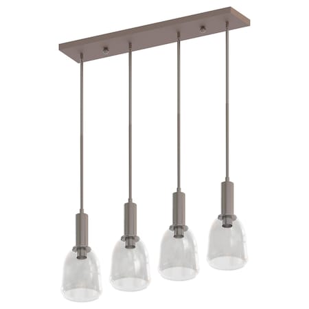 Ambiate Elia 4-Light Brushed Nickel Glass Shades Adjustable E26 Sockets Linear Pendant Fixture AL10029P4